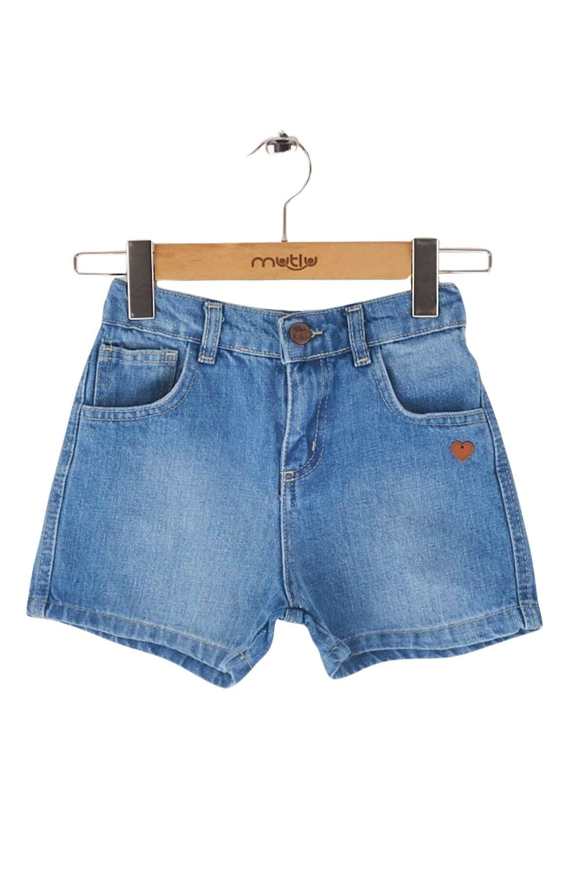 Mutlu Kids Kalp Armalı Kız Çocuk Şort Açık Mavi - 12 Yaş