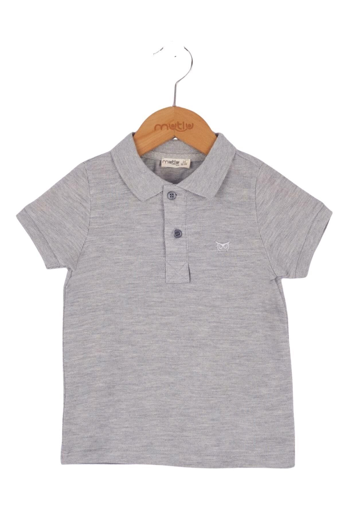 Mutlu Kids Polo Yaka Erkek Çocuk Tişört GRİ MELANJ - 6 Yaş