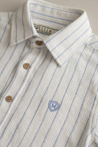 Çizgili Kısa Kol Dokulu Erkek Çocuk Gömlek Siyah - 8 Yaş