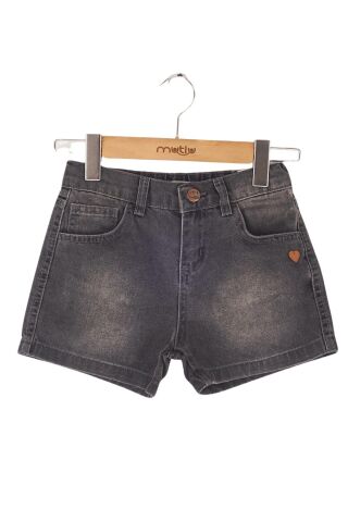 Mutlu Kids Kalp Armalı Kız Çocuk Şort Füme - 4 Yaş