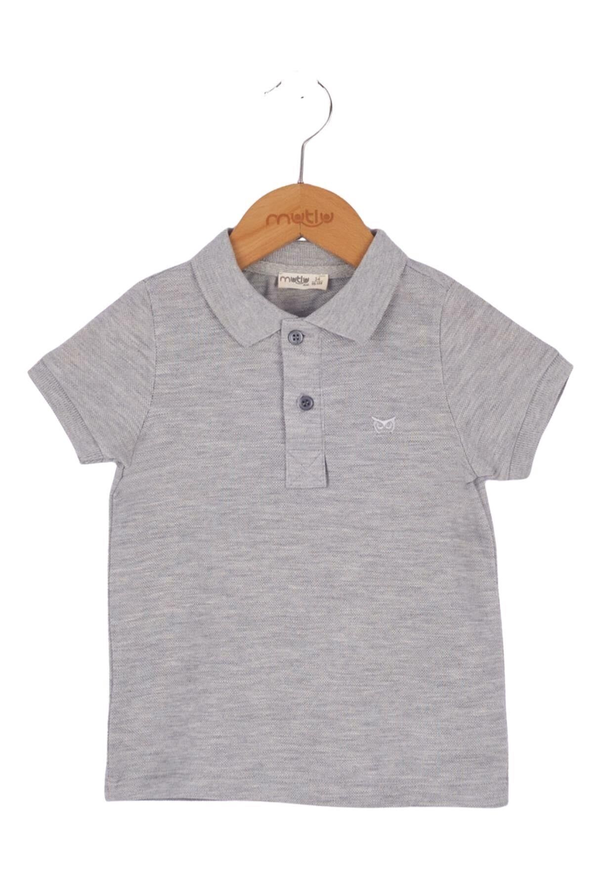 Mutlu Kids Polo Yaka Erkek Çocuk Tişört GRİ MELANJ - 10 Yaş