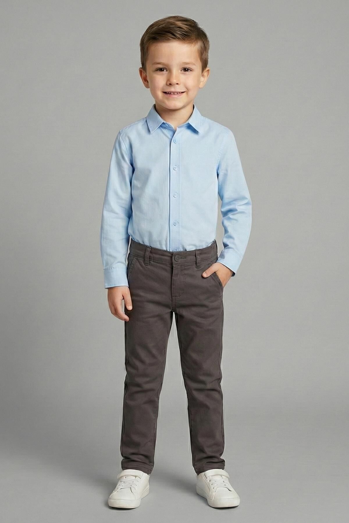 Mutlu Kids Erkek Çocuk Gabardin Pantolon Antrasit - 9 Yaş