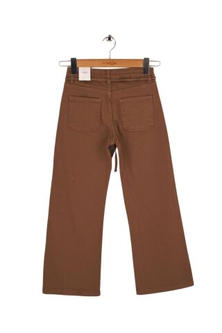 Mutlu Kids Kız Çocuk Wide Leg Kot Pantolon KAHVE - 7 Yaş