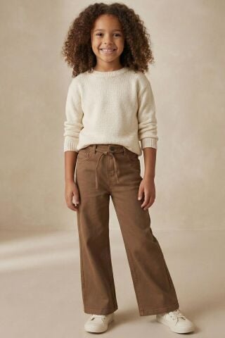 Mutlu Kids Kız Çocuk Wide Leg Kot Pantolon KAHVE - 9 Yaş