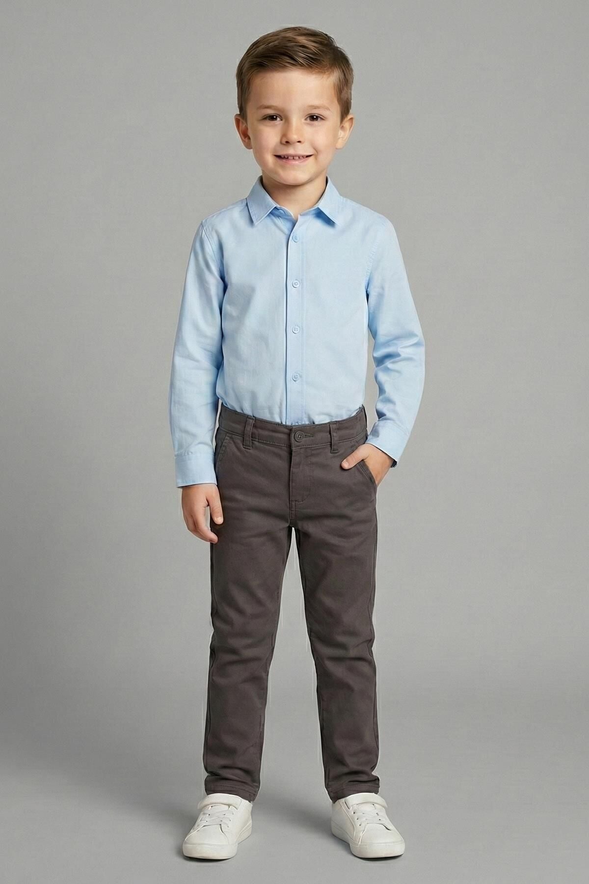 Mutlu Kids Erkek Çocuk Gabardin Pantolon Antrasit - 7 Yaş