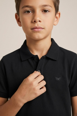 Mutlu Kids Polo Yaka Erkek Çocuk Tişört Siyah - 8 Yaş