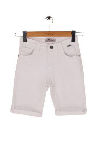 Mutlu Kids Erkek Çocuk Denim Şort Beyaz - 3 Yaş