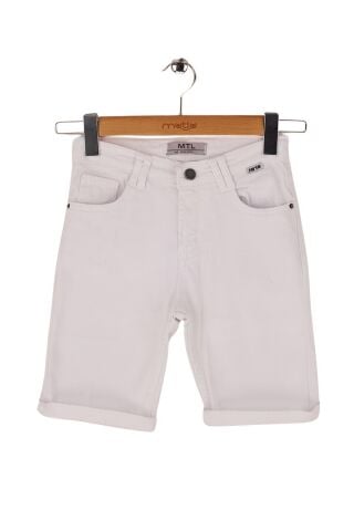 Mutlu Kids Erkek Çocuk Denim Şort Beyaz - 9 Yaş