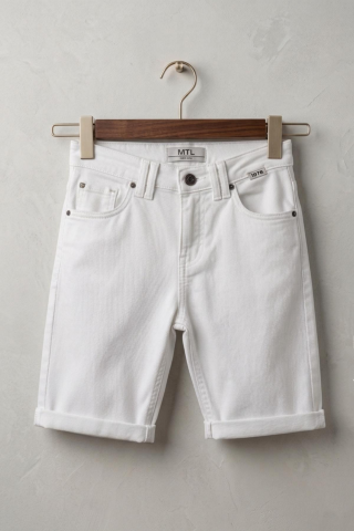 Mutlu Kids Erkek Çocuk Denim Şort Beyaz - 9 Yaş