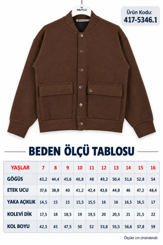 Erkek Çocuk Çıtçıtlı Okul Hırkası Kolej Yaka Cepli KAHVE - 9 Yaş