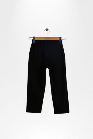 Keten Beli Lastikli Rahat Kalıp Erkek Çocuk Pantolon Siyah - 9 Yaş
