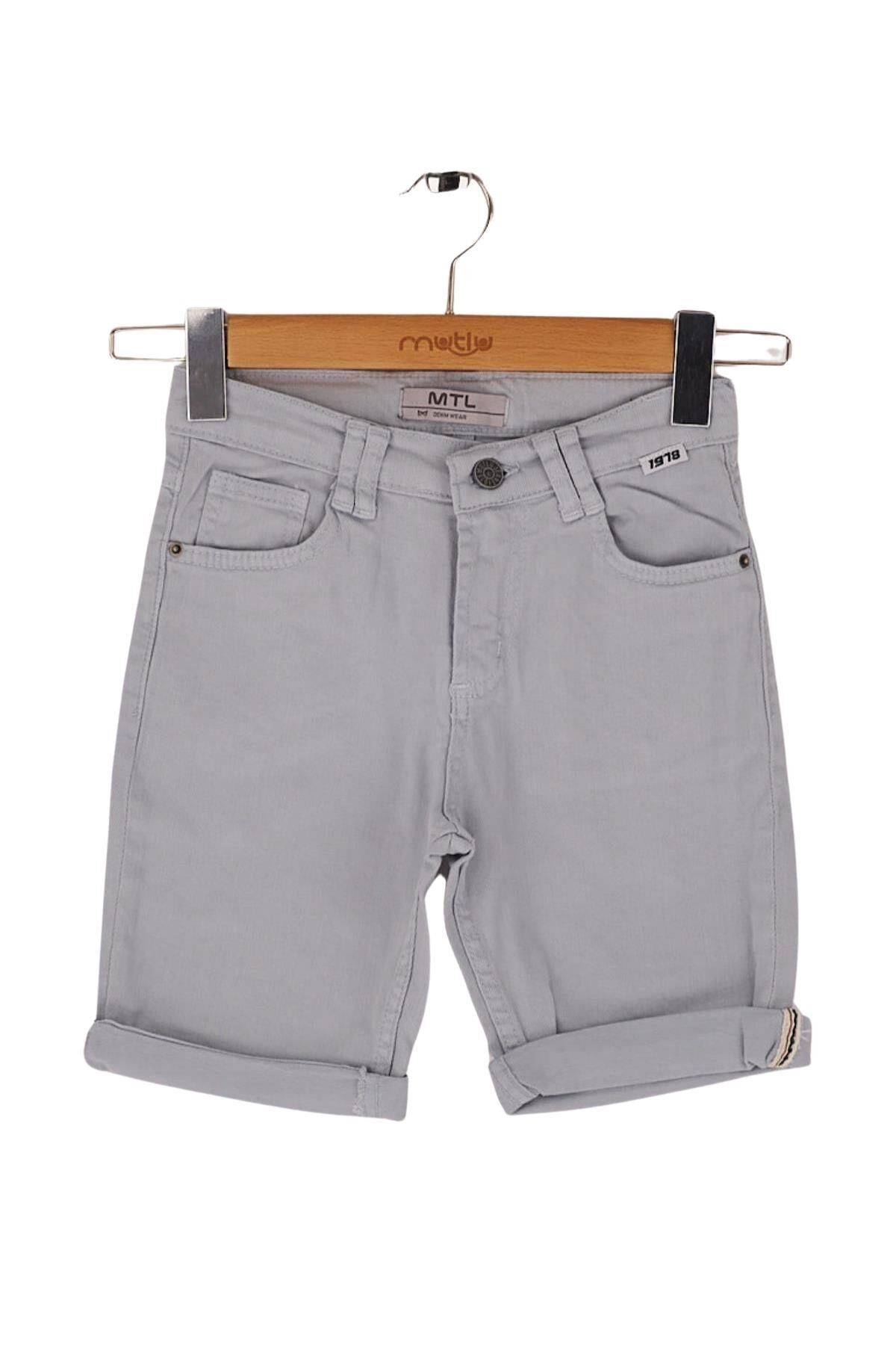 Mutlu Kids Erkek Çocuk Denim Şort Gri - 12 Yaş