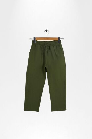 Keten Beli Lastikli Rahat Kalıp Erkek Çocuk Pantolon Haki - 15 Yaş