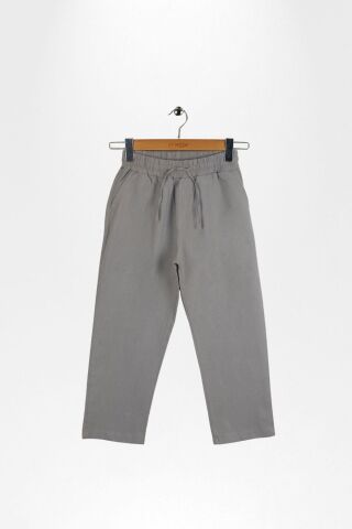 Keten Beli Lastikli Rahat Kalıp Erkek Çocuk Pantolon Gri - 9 Yaş