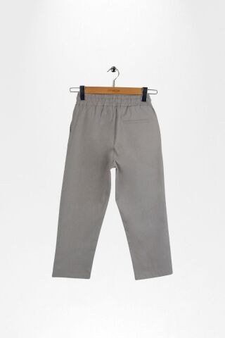 Keten Beli Lastikli Rahat Kalıp Erkek Çocuk Pantolon Gri - 9 Yaş