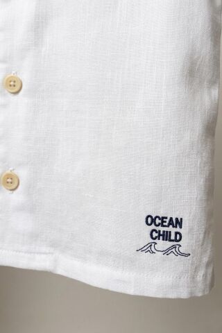 Havai Yaka Doğal Keten Kısa Kollu Erkek Çocuk Gömlek Beyaz - 9 Yaş