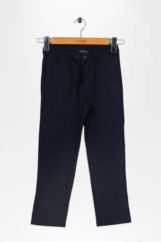 Çizgili Desenli Bağcıklı Erkek Çocuk Pantolon Lacivert - 9 Yaş