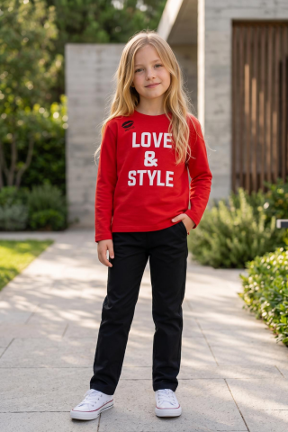 Kız Çocuk Ekru Love & Style Baskılı Uzun Kollu Body EKRU - 9 Yaş