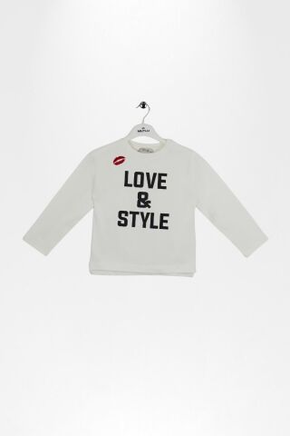 Kız Çocuk Ekru Love & Style Baskılı Uzun Kollu Body EKRU - 9 Yaş