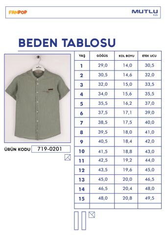 Hakim Yaka Kısa Kollu Erkek Çocuk Gömlek Mavi - 8 Yaş
