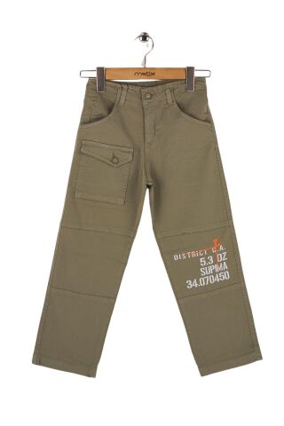 Mutlu Kids Baskı ve Cep Detaylı Erkek Çocuk Pantolon Yeşil - 9 Yaş