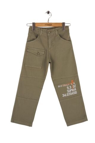 Mutlu Kids Baskı ve Cep Detaylı Erkek Çocuk Pantolon Krem - 9 Yaş