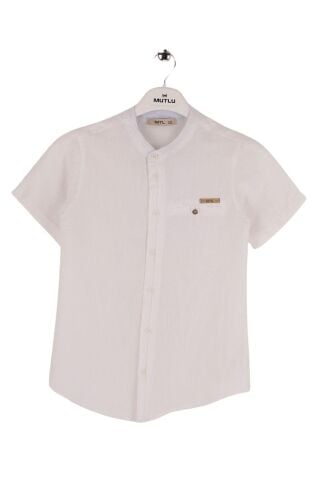 Mutlu Kids Hakim Yaka Kısa Kollu Erkek Çocuk Gömlek Beyaz - 8 Yaş