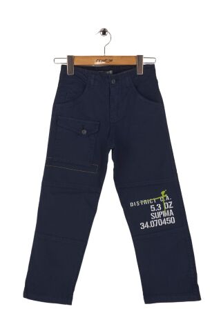 Mutlu Kids Baskı ve Cep Detaylı Erkek Çocuk Pantolon Lacivert - 9 Yaş